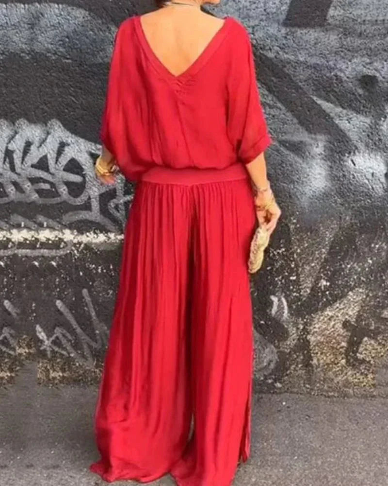 Robe Bohème Élégante avec Chemisier et Pantalon Fluides