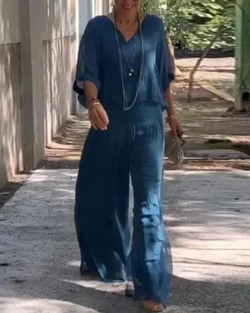 Robe Bohème Élégante avec Chemisier et Pantalon Fluides