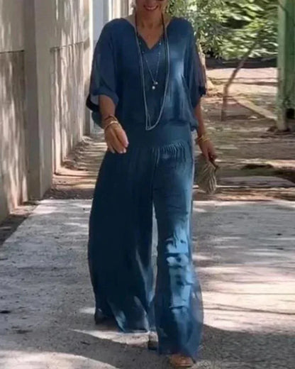 Robe Bohème Élégante avec Chemisier et Pantalon Fluides
