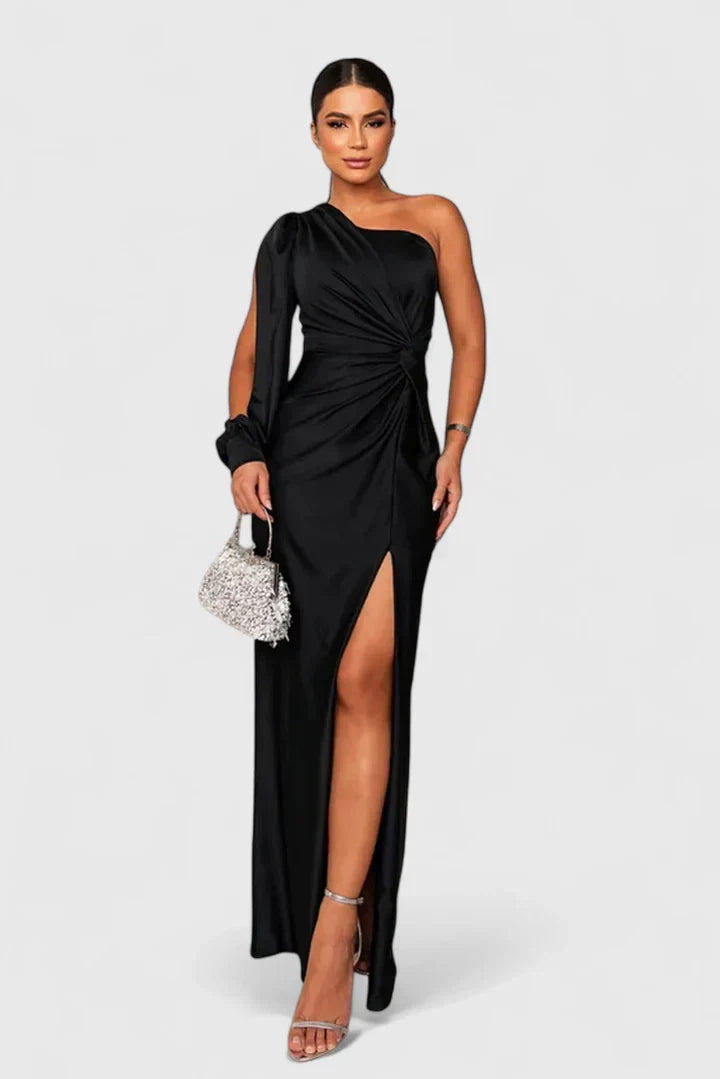 Robe Soirée Épaule Dévoilée et Ceinture
