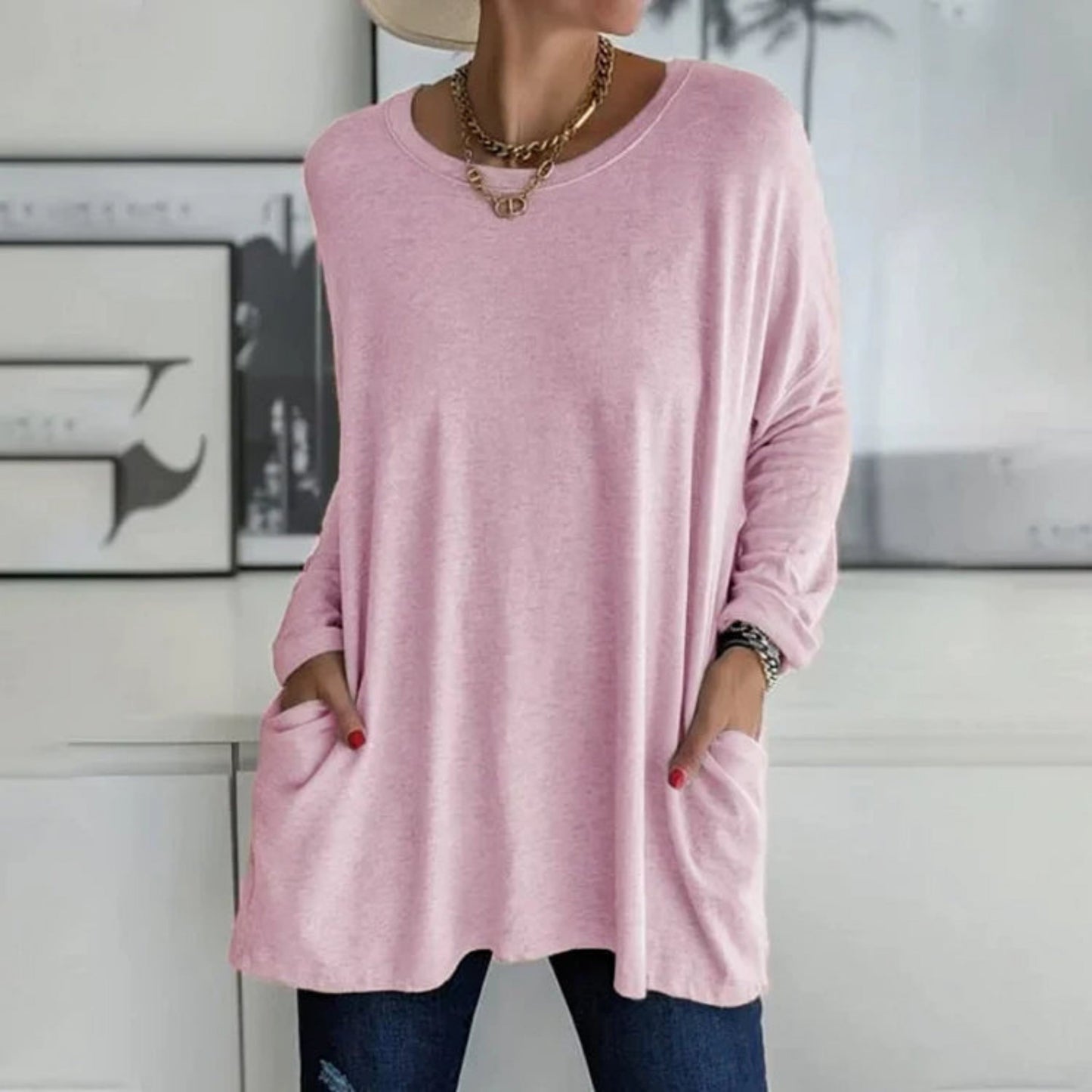 Pull Femme Doux et Élégant avec Poches Fonctionnelles