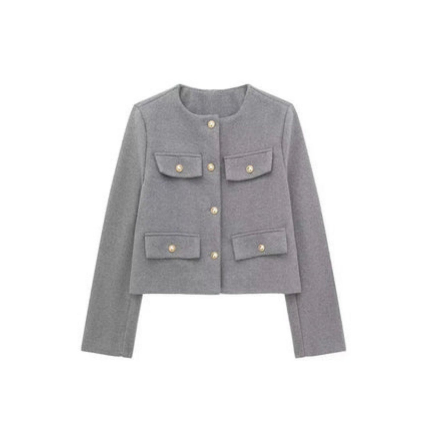 Veste Femme Chic en Taille Avec Boutons Dorés