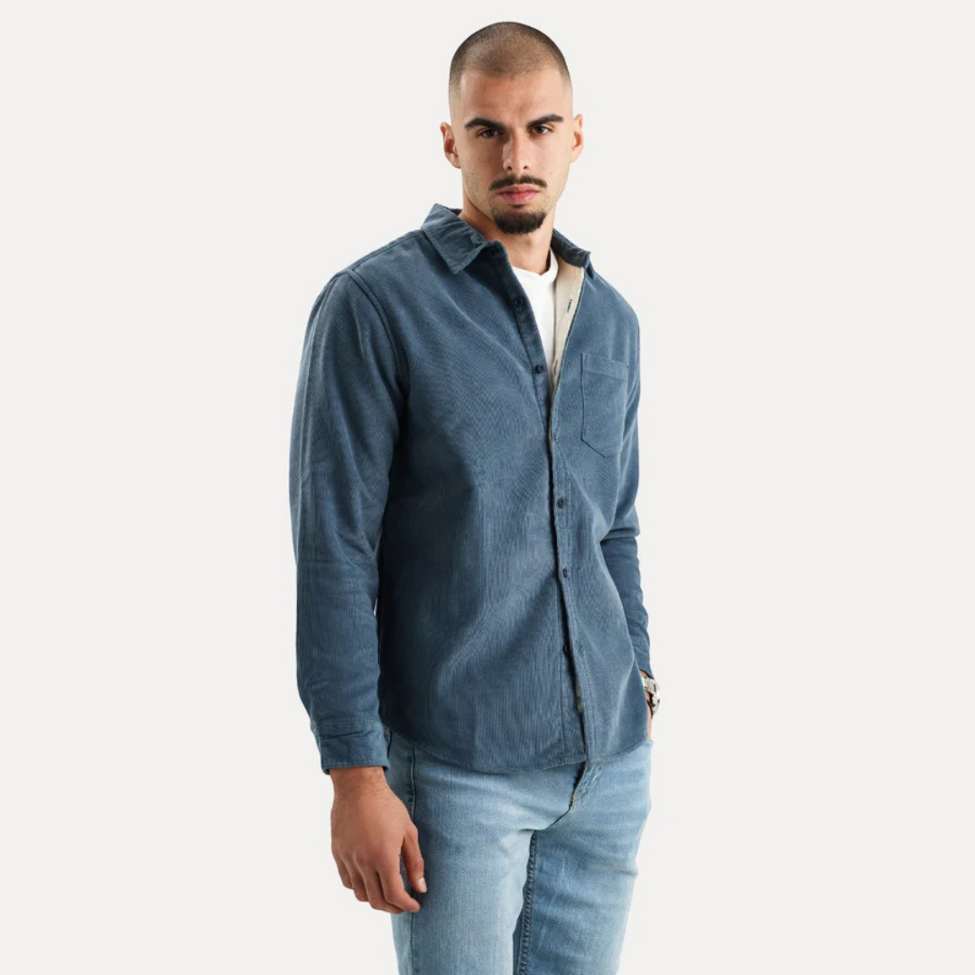 Chemise Homme Velours Marine Chic et Élégante - PanierRoyale