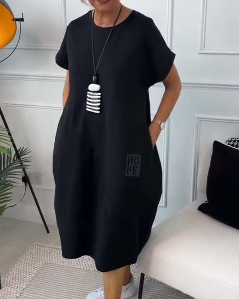 Robe Été Décontractée à Manches Courtes avec Poches - PanierRoyale