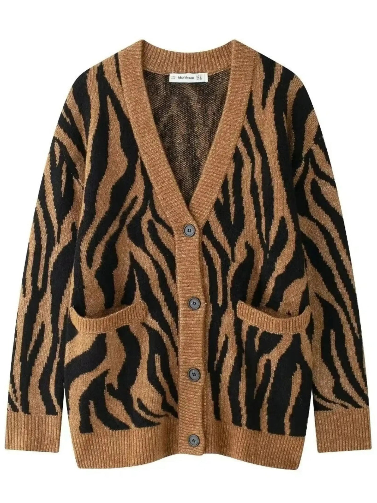 Pull Zèbre Rayé Femme Tricot Chaud