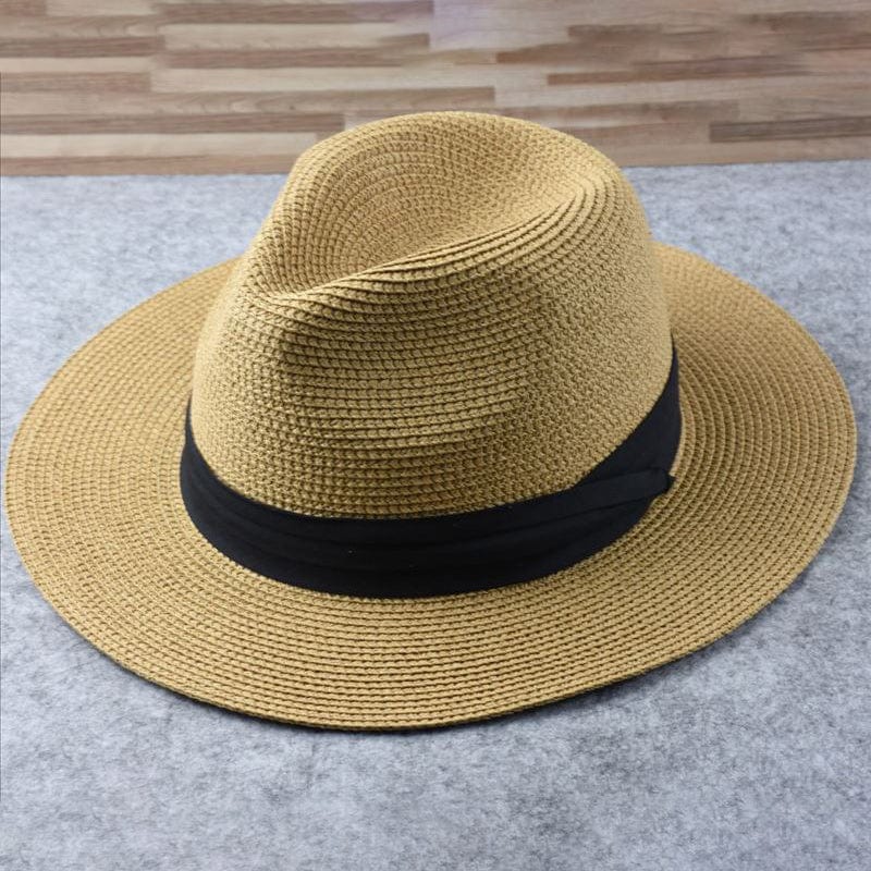 Chapeau Panama Brun Authentique à Ruban Noir Élégant