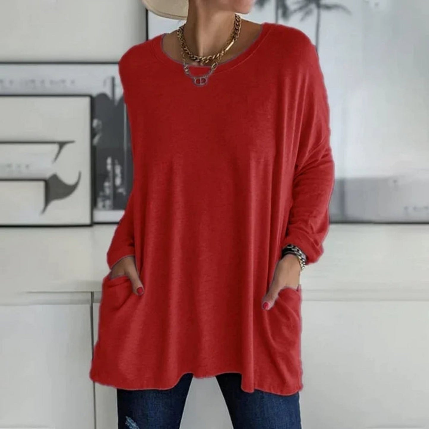 Pull Féminin Décontracté avec Poches