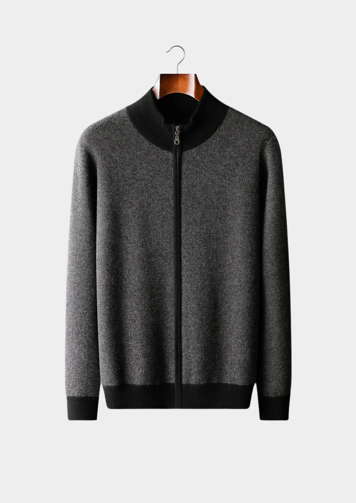 Veste en laine zippée noire - vue 3