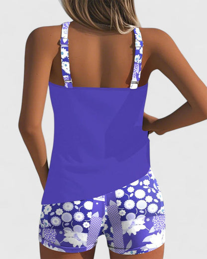 Tankini Deux Pièces Femme Polyester Coupe Sportive Dos Nageur