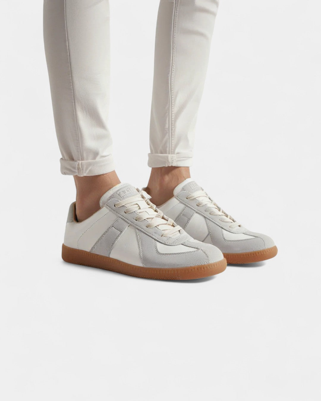 Basket Homme Style Rétro en Cuir avec Semelle en Caoutchouc