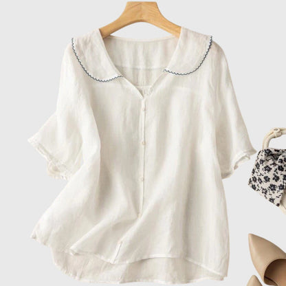Blouse Femme Manches Courtes Boutons Décontractée