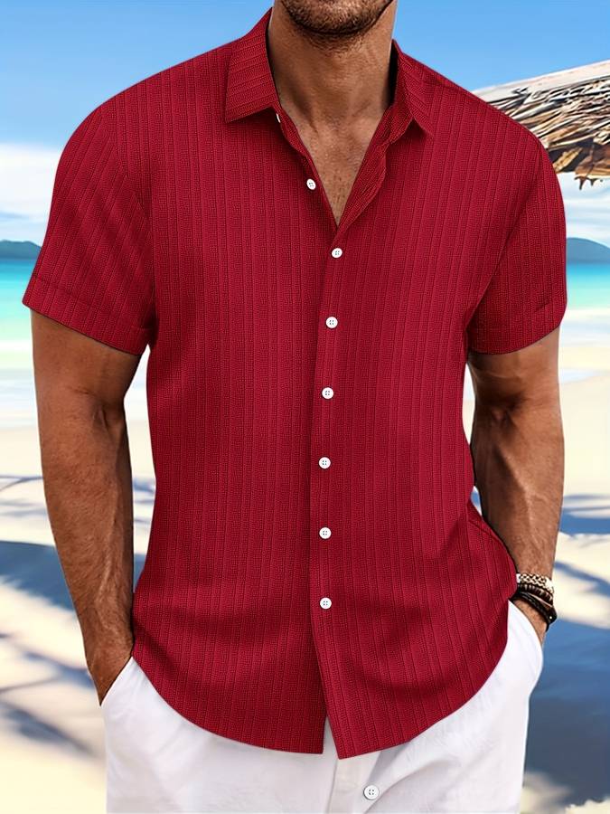 Chemise Homme Décontractée Rayée Manches Courtes