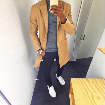 Manteau Homme Imperméable Long avec Ceinture pour Soirée