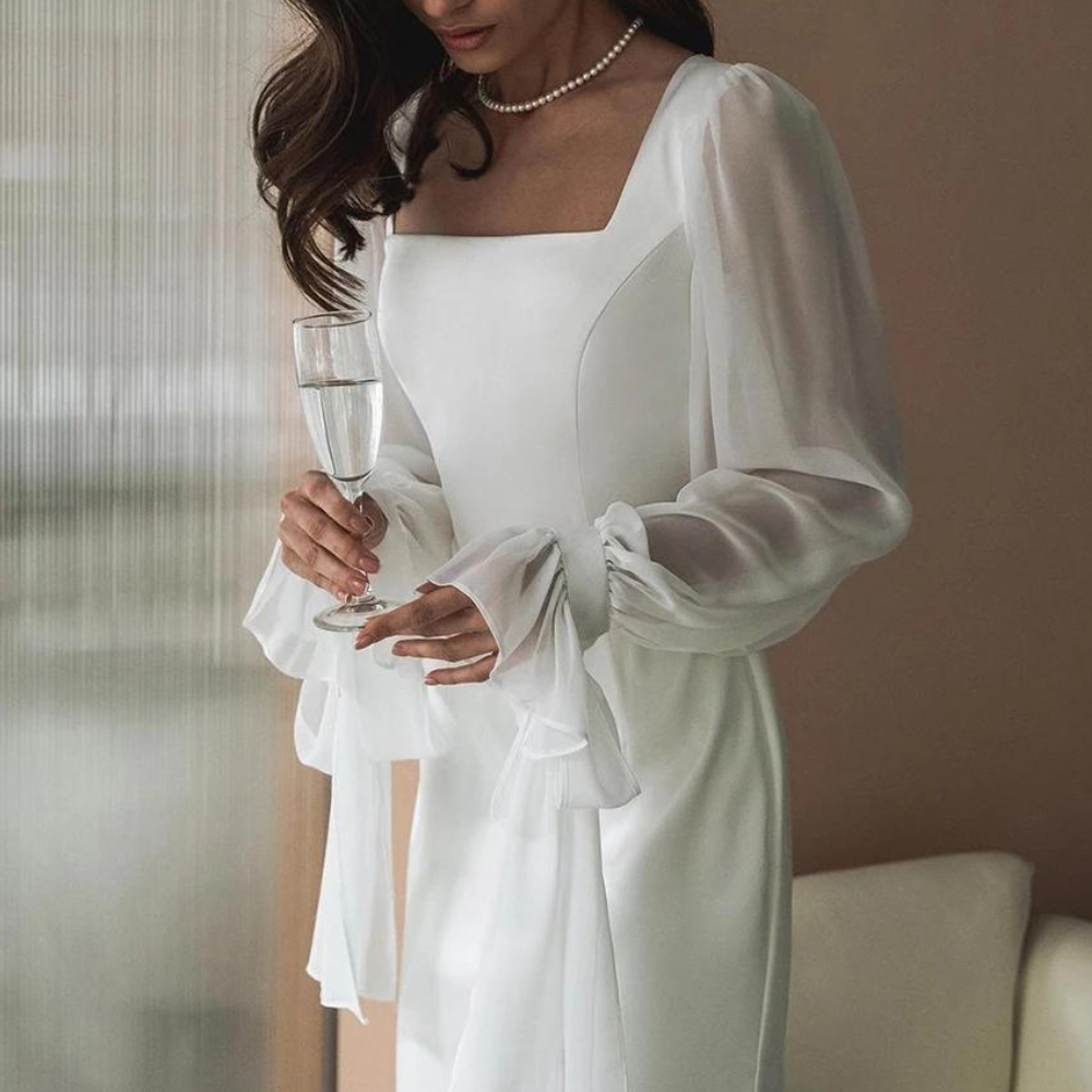 Robe de mariée invitée sans manches longue élégante