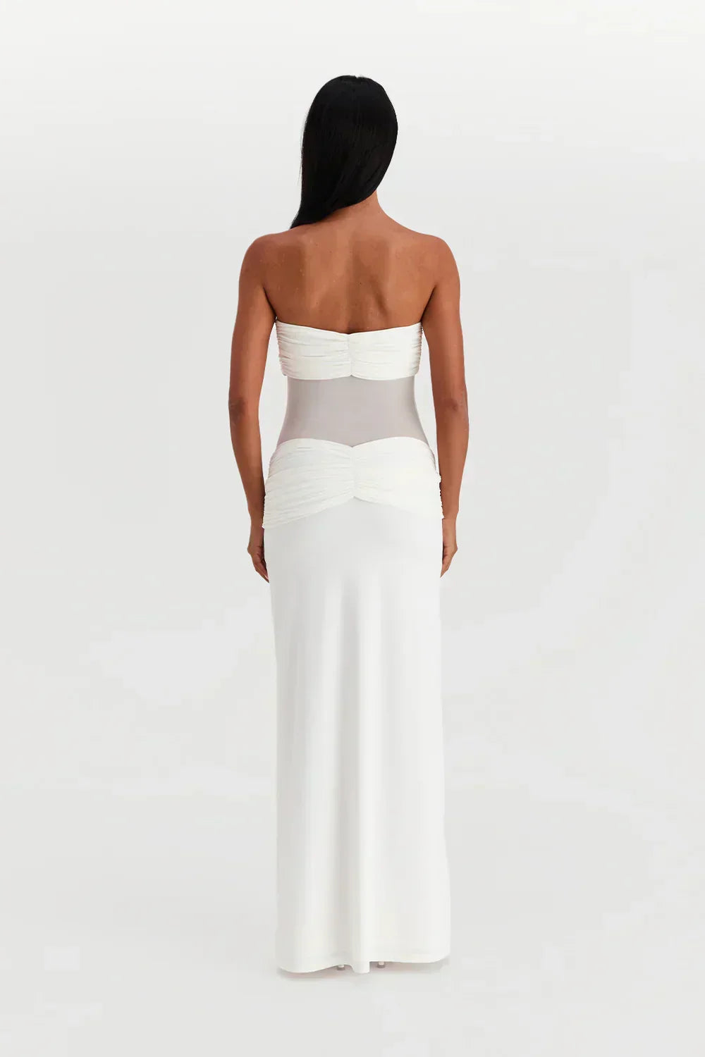Robe Longue Femme Bustier Détail Mesh