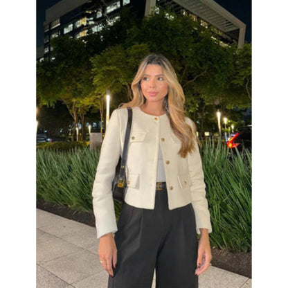Veste Femme Chic en Taille Avec Boutons Dorés - PanierRoyale