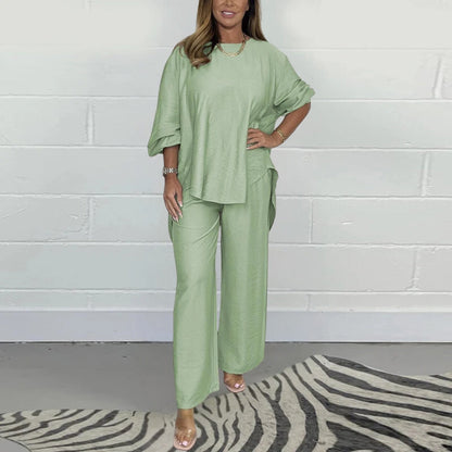 Ensemble Été Femme - Top Débardeur & Pantalon Linéaire en Tissu Fresh