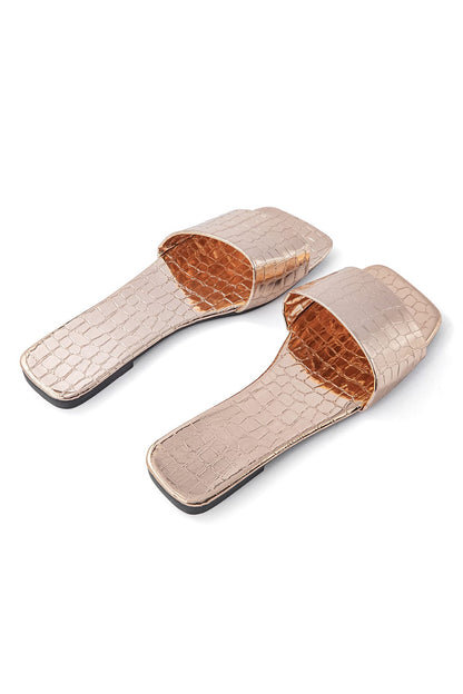 Sandales Métallisé avec Semelle Cuir Croco