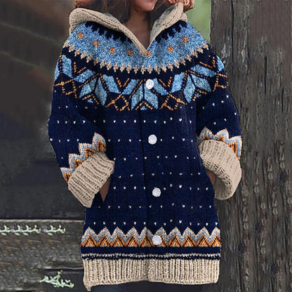 Gilet Femme à Capuche Imprimé Fleuri avec Fermeture Éclair
