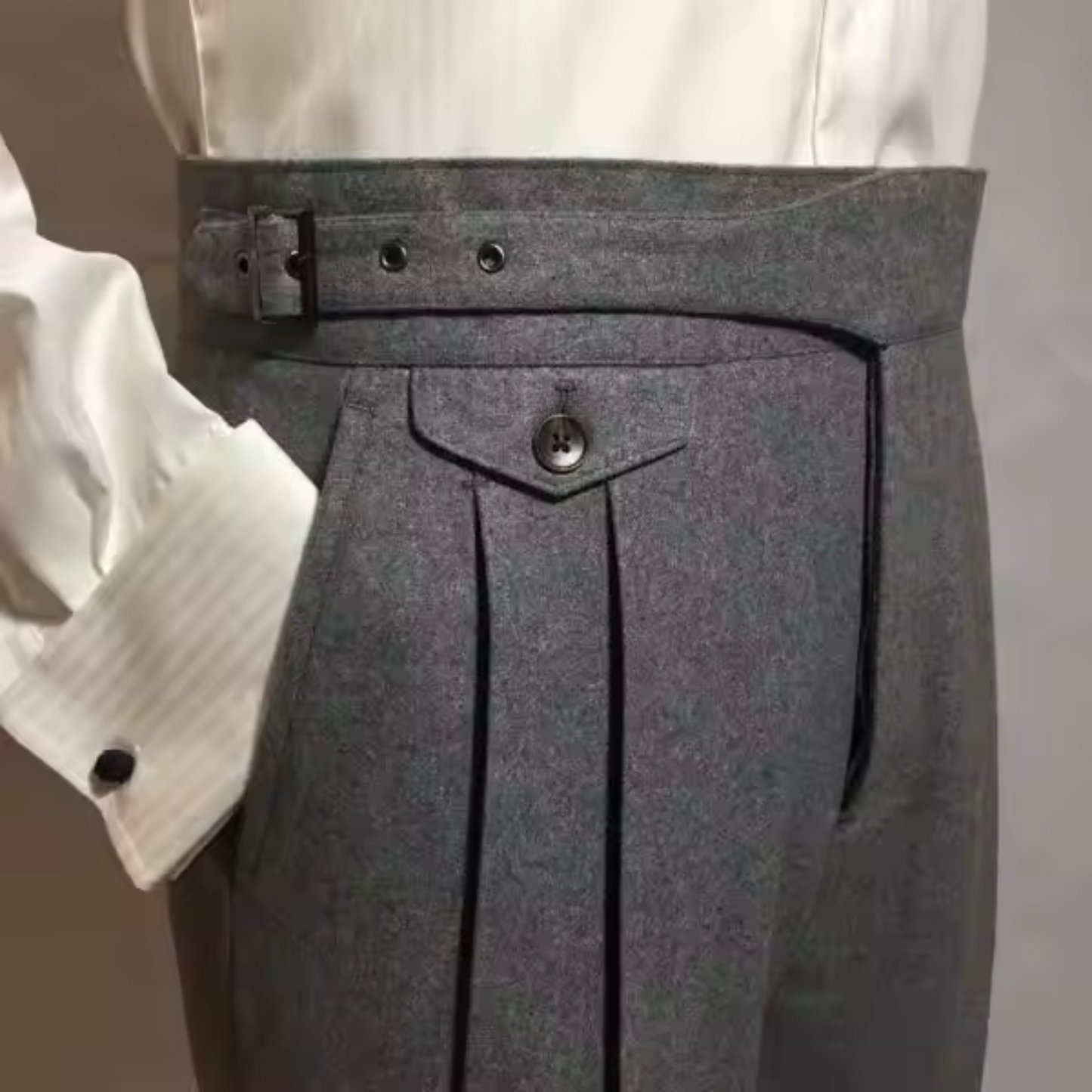 Pantalon Homme Classique Taille Élevée Confortable