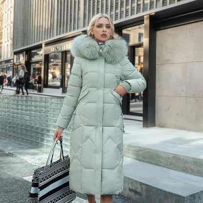 Manteau femme long à kapok avec col montant