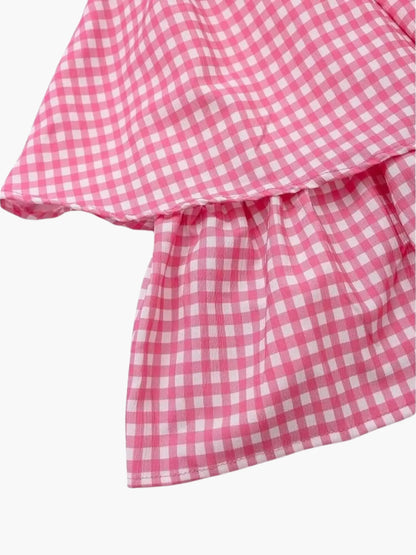 Robe Été Rose Blanche à Carreaux Charmante