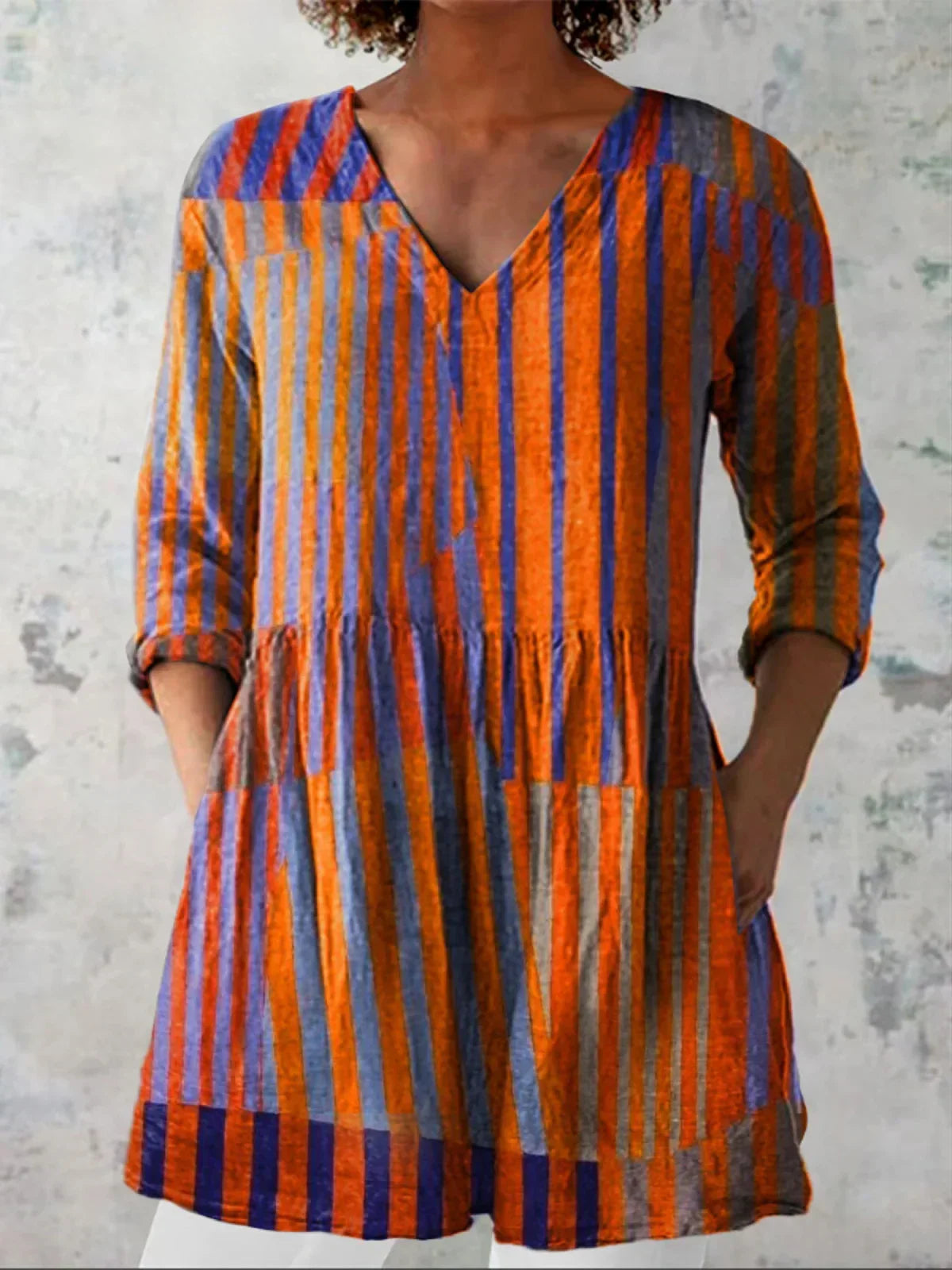 Tunique Longue Femme Coton Décolleté en V Coupe Ample