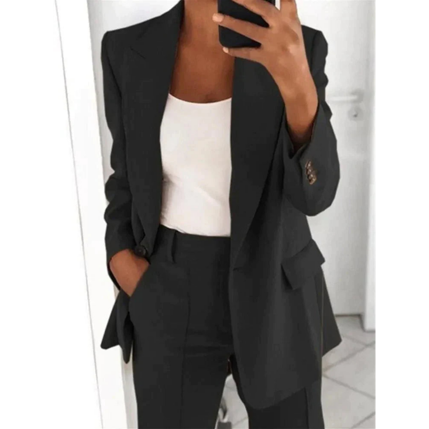Costume Femme Tailleur Chic Élégant Slim Fit