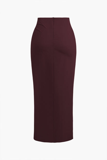 Robe mi-longue Élégante Plissée avec Fente