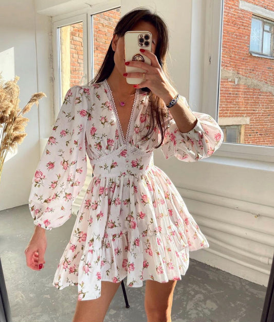 Robe Femme Courte Fleurs Élégante et Décontractée - PanierRoyale