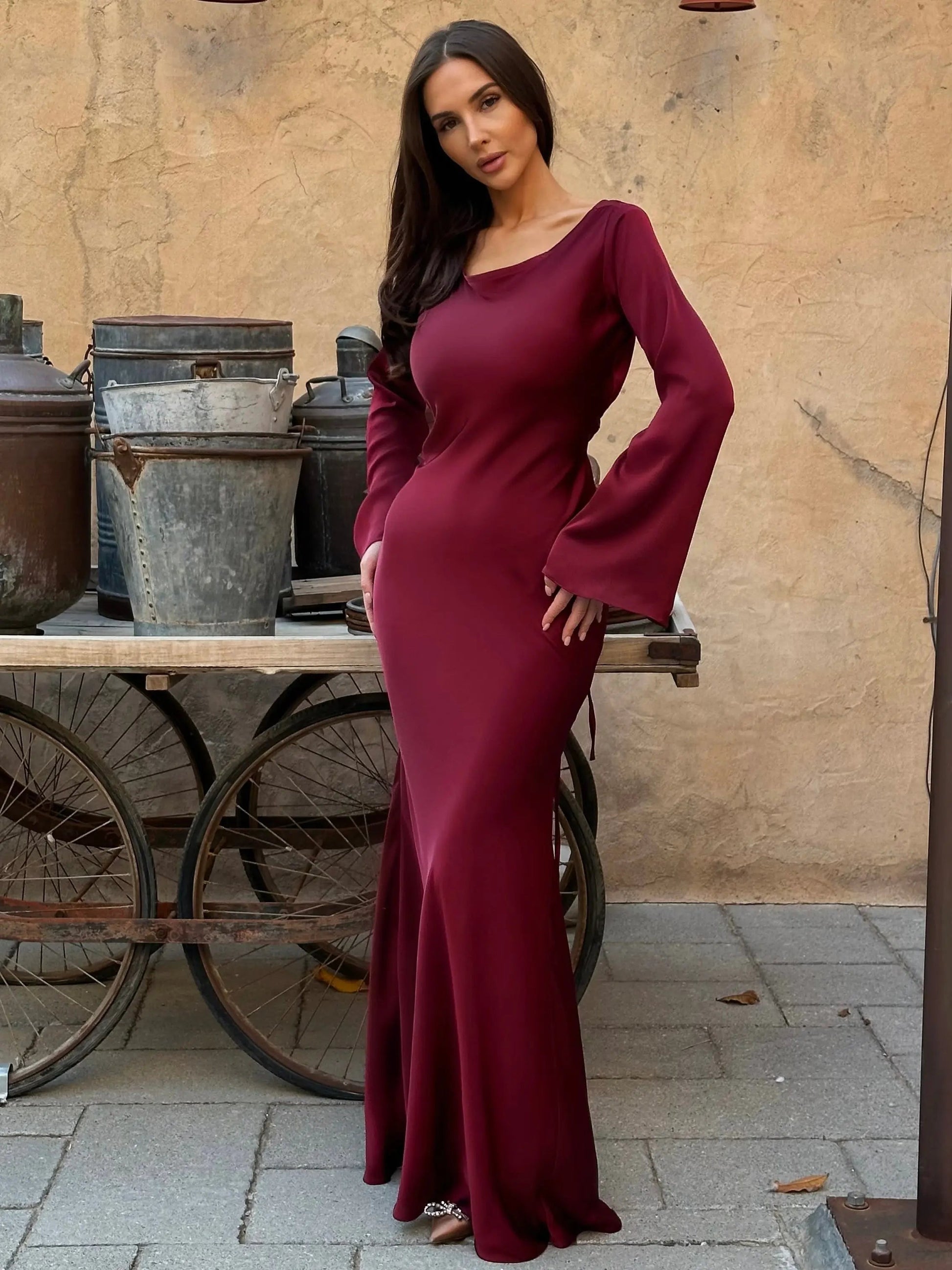 Sophie | Langärmliges Maxikleid – Fließender Schnitt für Eleganz und Komfort Zendoo.de