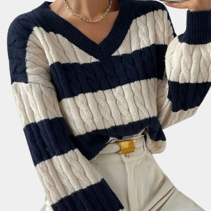 Pull en Tricot à Rayures Décontracté - vue 2