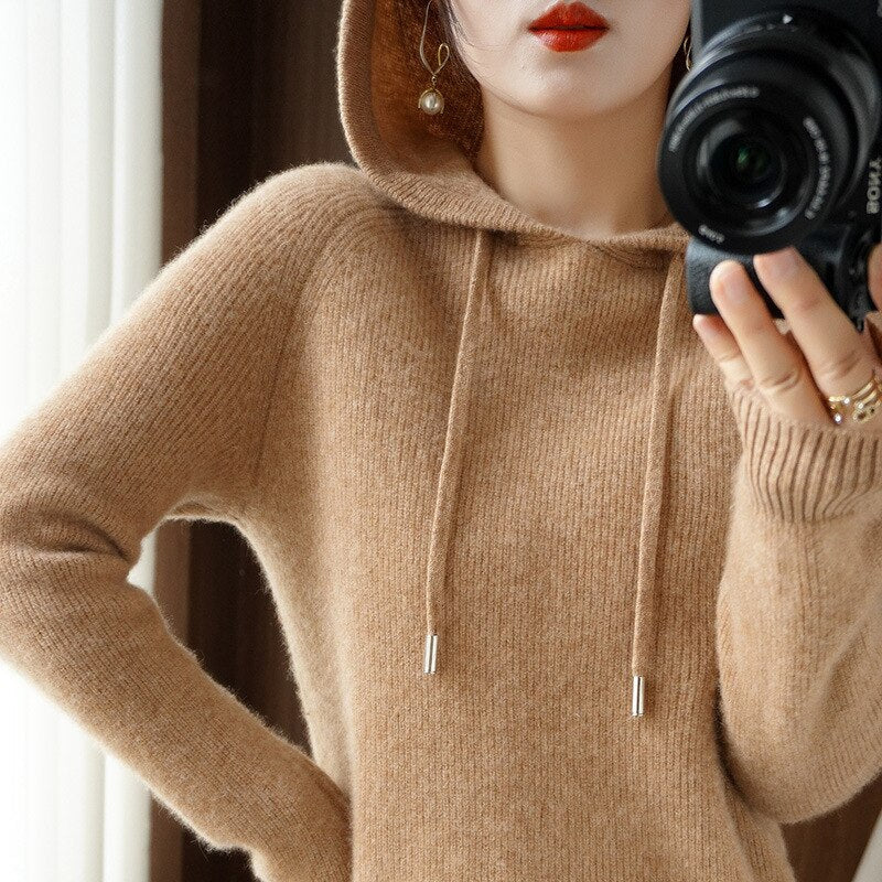 Sweat Capuche Femme Cachemire Doux et Chaud