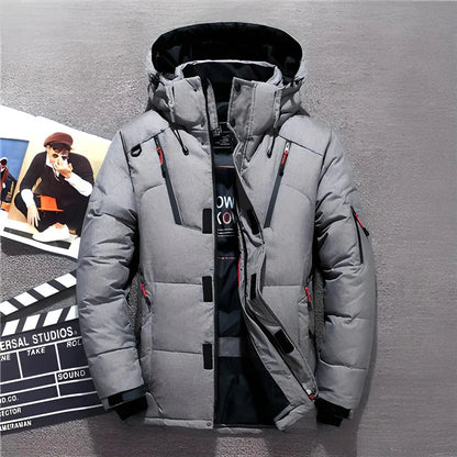 Veste Imperméable Hiver Homme Rouge à Capuchon
