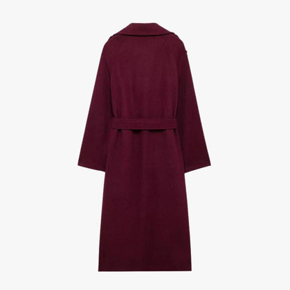 Trench-coat élégant bordeaux à ceinture