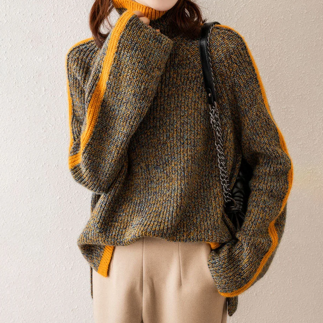 Pull Femme Col Roulé Doux et Élégant