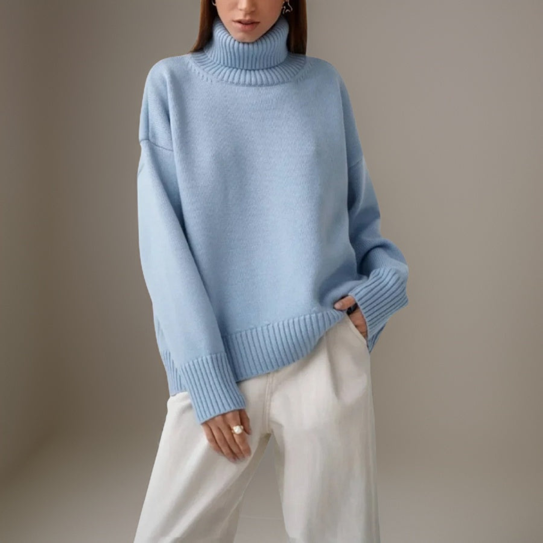 Pull Col Roulé Femme Élégant Hiver