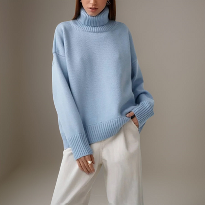 Pull Col Roulé Femme Élégant Hiver