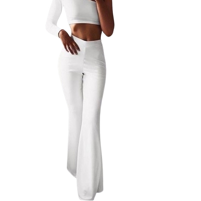 Pantalon Féminin Élégant Taille Haute avec Poches Côtelées