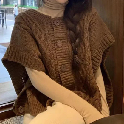 Gilet femme sans manches en maille épaisse et douce
