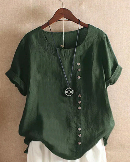 Blouse Femme Décontractée été avec Décor Boutons