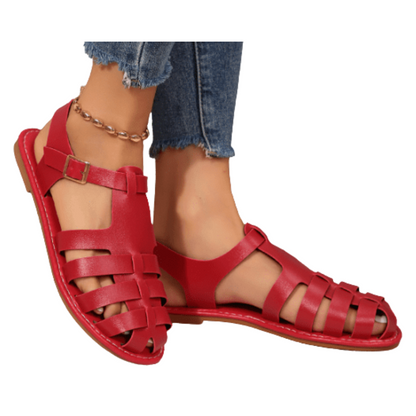 Sandales Femmes à Talons Plats et Boucle
