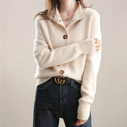 Cardigan Femme Printemps Décontracté avec Col et Boutons