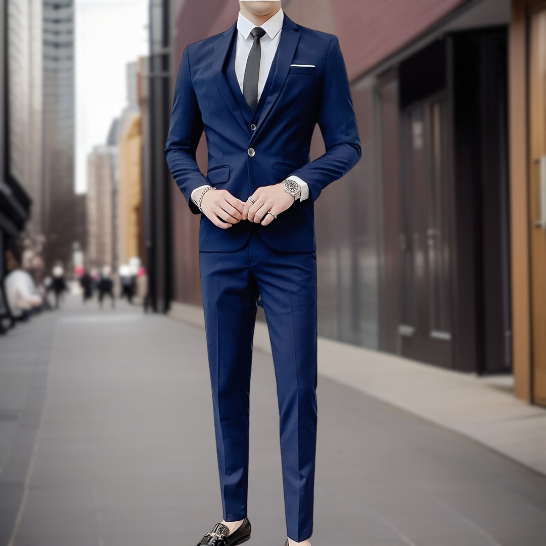 Costume Mariage Homme Classique Trois Pièces avec Boutons de Manchette