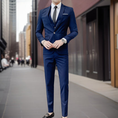 Costume Mariage Homme Classique Trois Pièces avec Boutons de Manchette