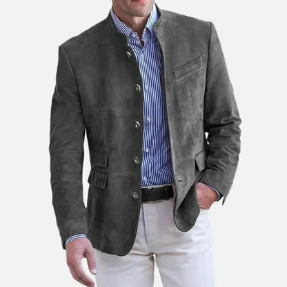 Blazer Homme Élégant Col Montant avec Boutons