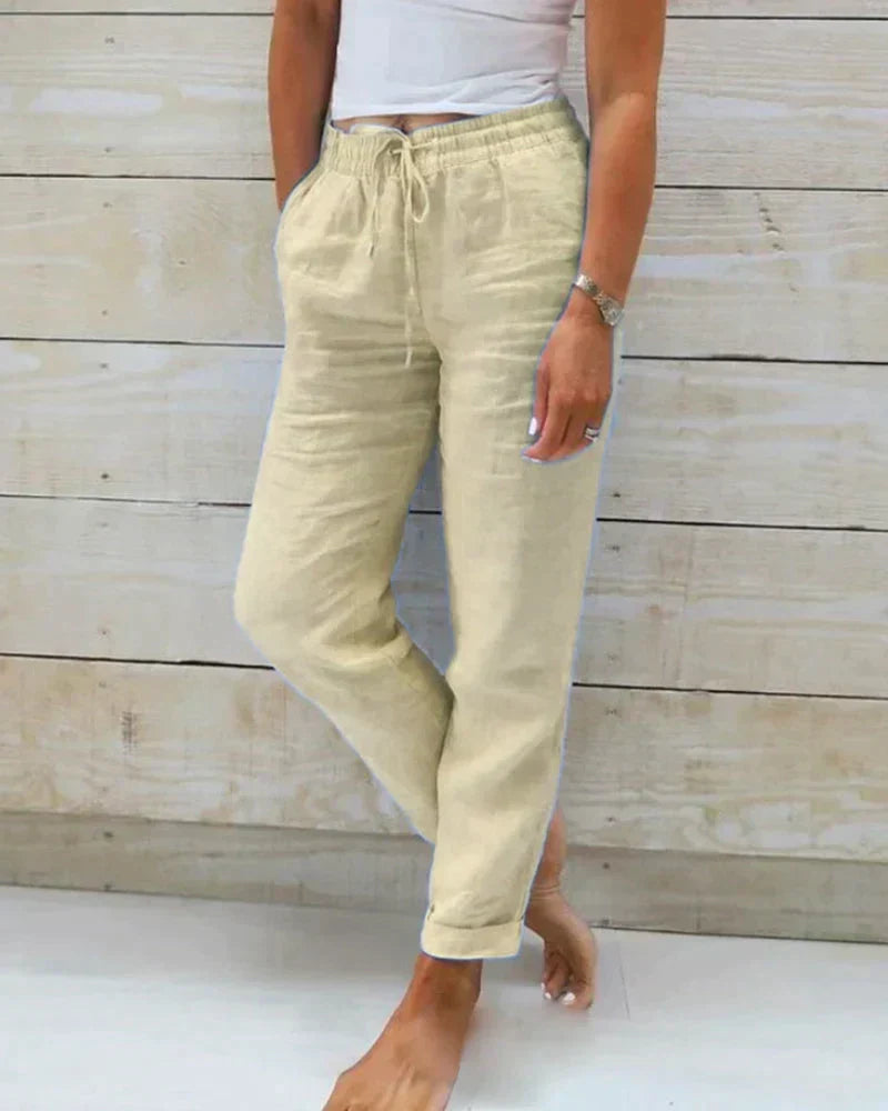 Pantalon Lin Femme Coupe Décontractée et Élégante