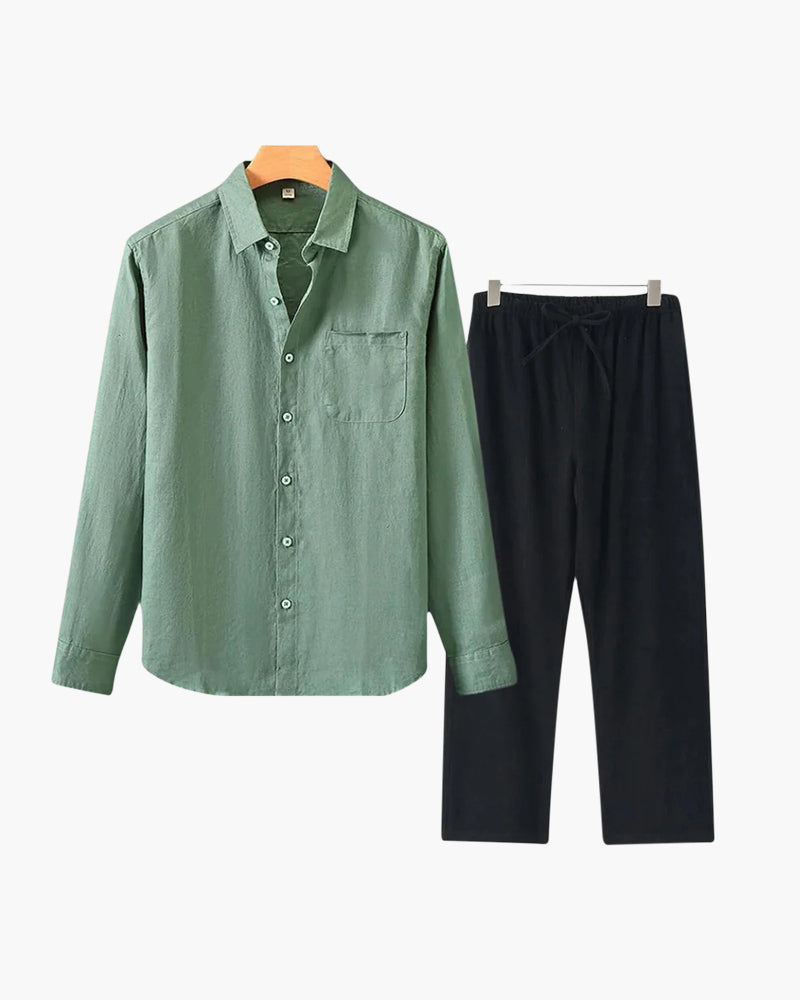 Costume Homme Lin En 2 Pièces Été Décontracté