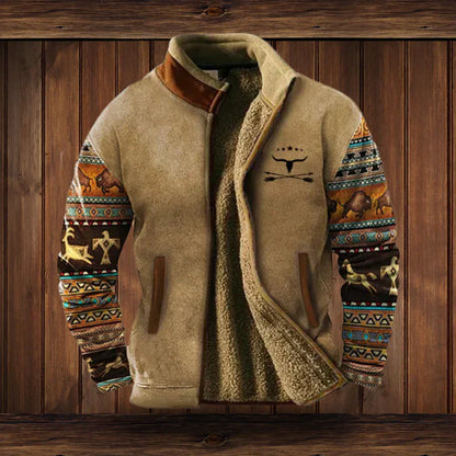 Veste Hiver Élégante Style Western avec Doublure Chaude et Imprimé - PanierRoyale