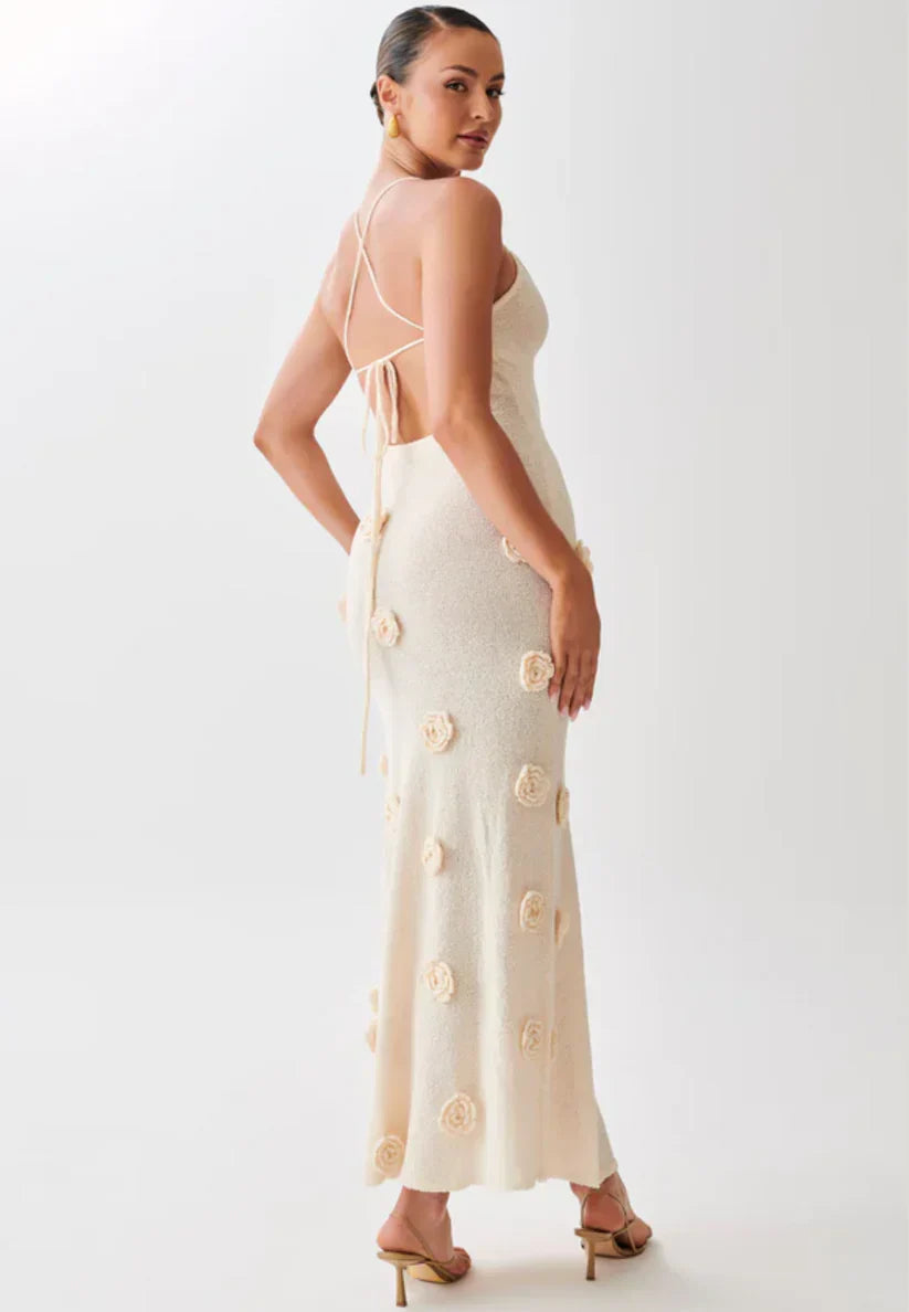 Robe Femme Été légère avec Fleurs Brodées et Bretelles Fines